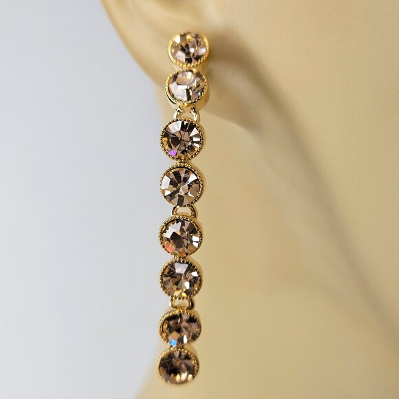 Long Crystal Bridal Earrings Elegant Crystal Long earrings - Picture 2 of 10